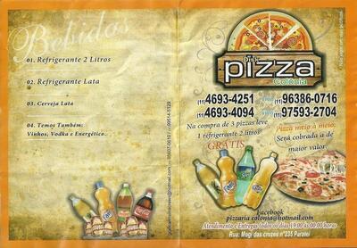 A publicidade apresenta informações sobre o Pizzaria Colonia
