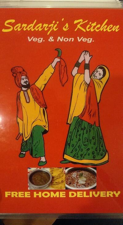 The advertisement shows information about Sardarji's Kitchen