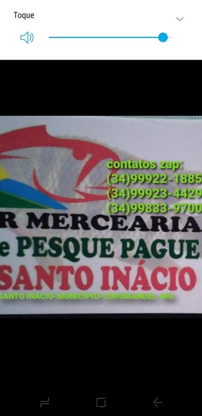 A publicidade mostra informações sobre o Pesque e Pague Santo Inácio
