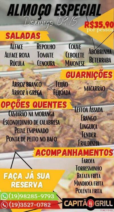 A publicidade apresenta informações sobre o Capitão Grill