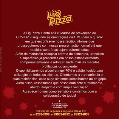 A publicidade apresenta informações sobre o Lig Pizza