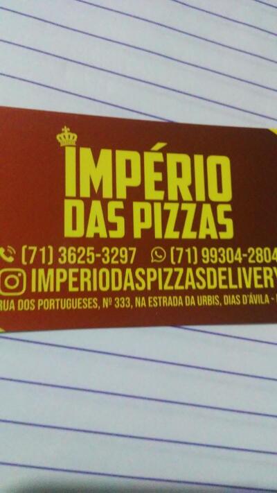A publicidade mostra informações sobre o Império das Pizzas