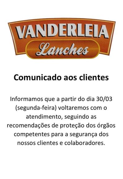 Leia as informações sobre o Vanderleia lanches