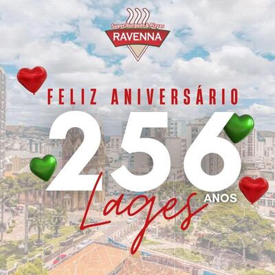A publicidade apresenta informações sobre o Super Burger e Pizzas Ravenna. Lages SC