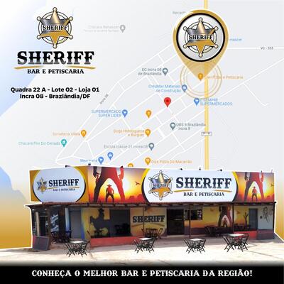 A publicidade mostra informações sobre o Sheriff Bar e Petiscaria