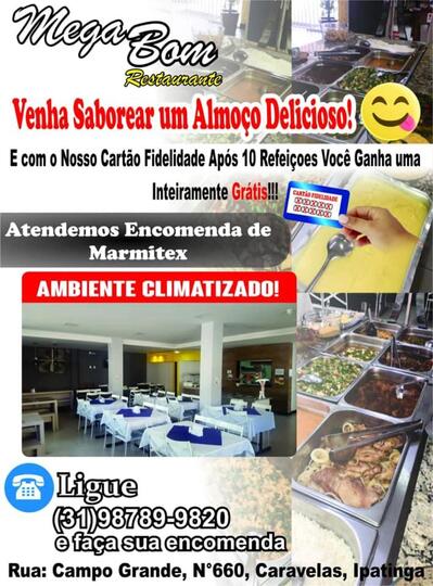 A publicidade apresenta informações sobre o Restaurante MegaBom