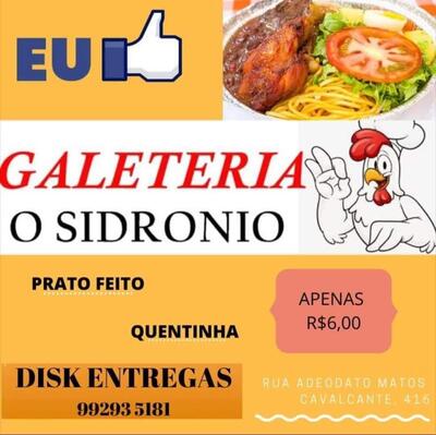 A publicidade apresenta informações sobre o Galeteria O Sidronio