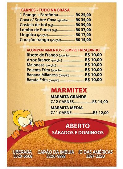 Veja as informações sobre o Frango na Brasa