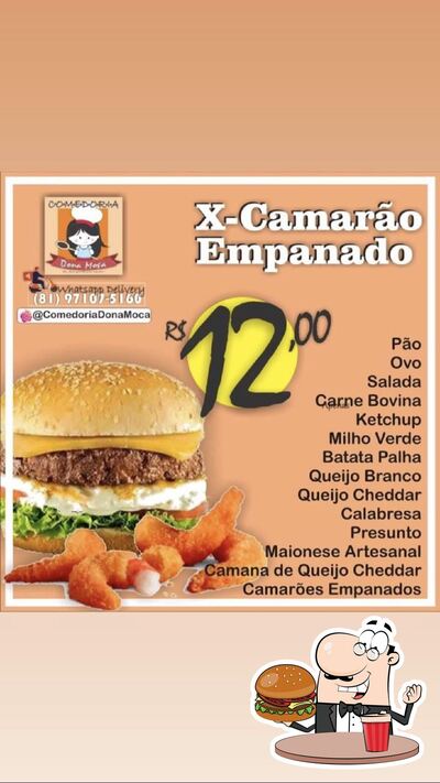 Peça um hambúrguer no Comedoria Dona Moça