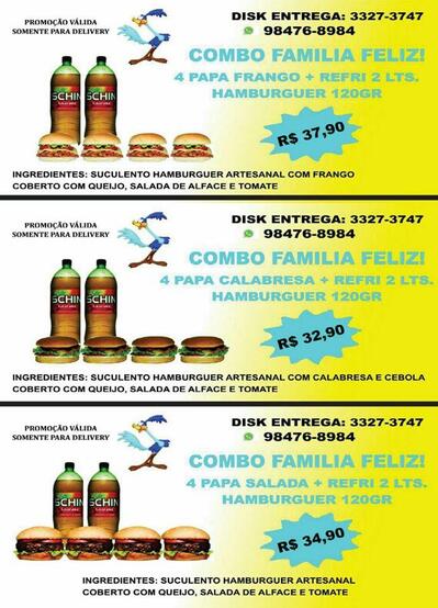 Aqui está a publicidade do Papaléguas Lanches