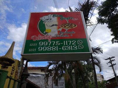 A publicidade apresenta informações sobre o Bom Gosto Mix Lanchonete e Pizzaria