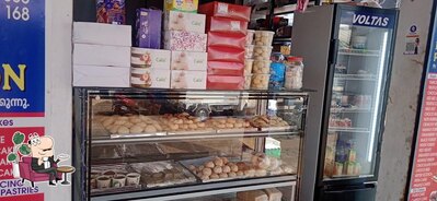 Take a seat at one of the tables at AM BAKERY