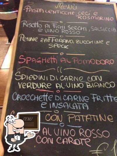 Il menu sulla lavagna mostra le opzioni possibili