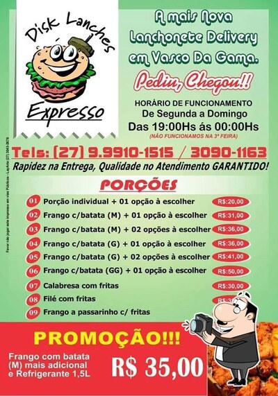 A publicidade apresenta informações sobre o Lanche Expresso