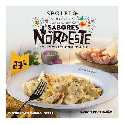 A publicidade mostra informações sobre o Spoleto Marabá