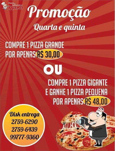 Aqui está a publicidade do Maná Restaurante e Pizzaria Macaé