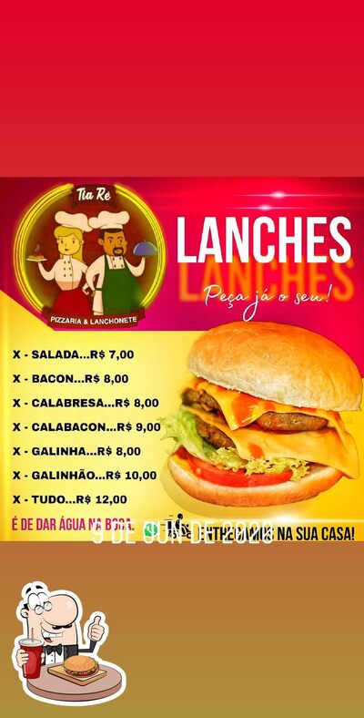 Tia Rê Pizzaria e Lanchonete serve uma infinidade de opções para os amantes dos hambúrgueres