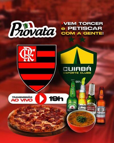 A publicidade mostra informações sobre o Pizzaria Provata