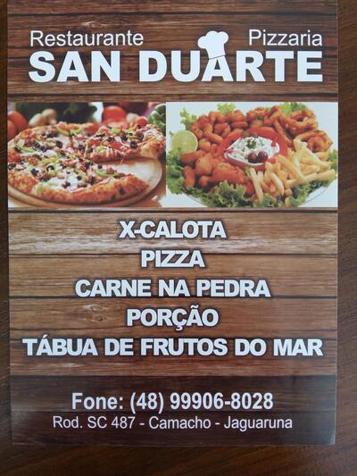 A publicidade apresenta informações sobre o Restaurante San Duarte