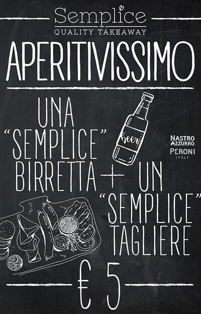 Semplice presenta il menu scritto su una lavagna
