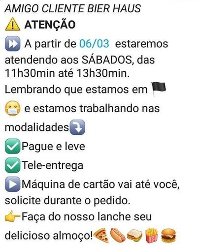 A publicidade apresenta informações sobre o Bier Haus