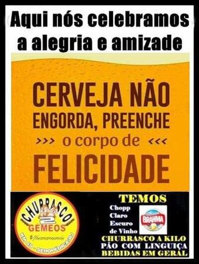 A publicidade mostra informações sobre o Churrasco 2 Gêmeos Seropédica RJ