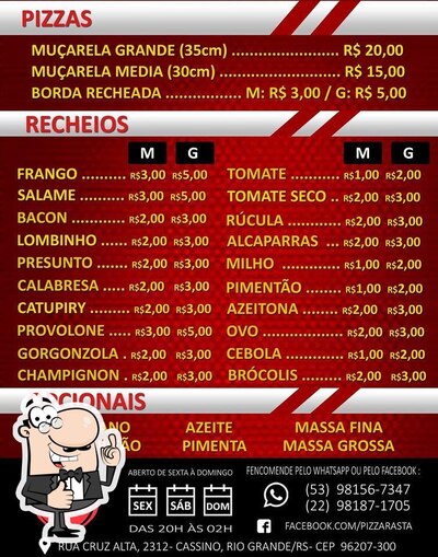 Veja as informações sobre o Pizza Rasta