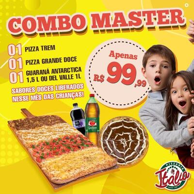 Aqui está a publicidade do Pizzaria Itália (Unidade Pinheirinho)