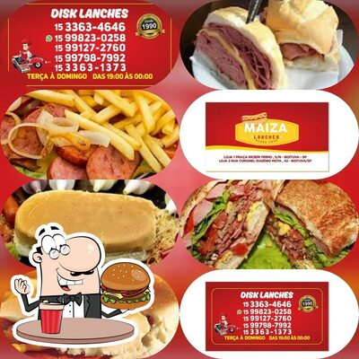 Experimente um dos hambúrgueres servidos no Maiza Lanches Boituva SP