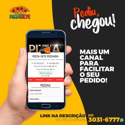 A publicidade apresenta informações sobre o Pizza Sete