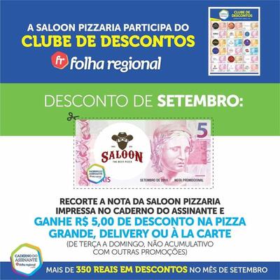 Aqui está a publicidade do Saloon Pizzaria