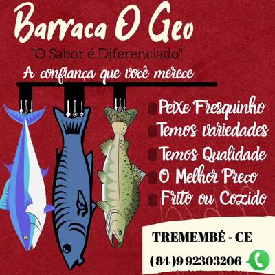 A publicidade apresenta informações sobre o Barraca O Geó