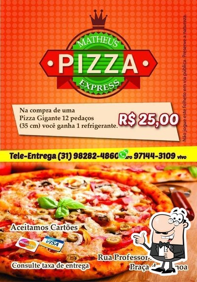 A publicidade apresenta informações sobre o Matheus Pizza Express