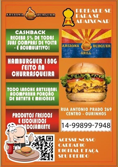 Delicie-se com um hambúrguer no Restaurante Marmitex e Feijoada Arizona Grill