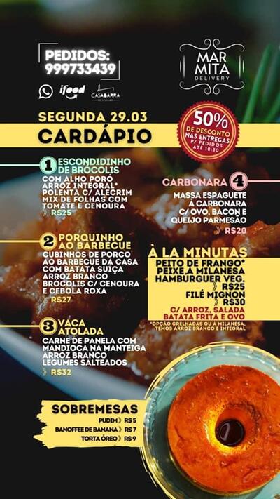A publicidade apresenta informações sobre o Casabarra Restobar