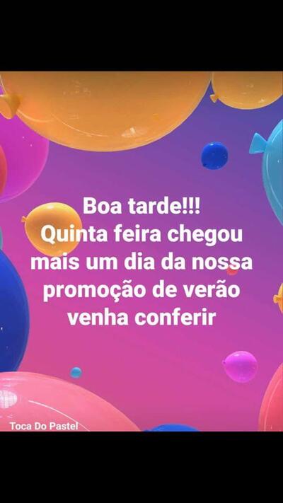 A publicidade apresenta informações sobre o Toca Do Pastel