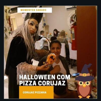 A publicidade apresenta informações sobre o Corujaz Pizzaria