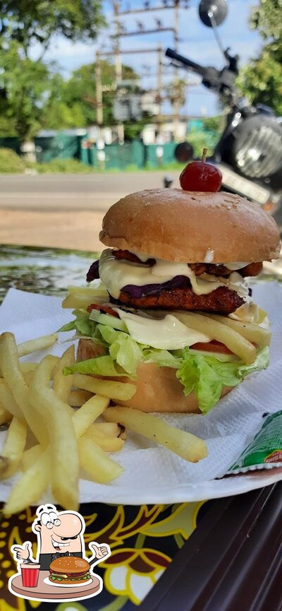 Taste one of the burgers available at JMR CAFE