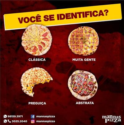 A publicidade apresenta informações sobre o Mannas Pizza