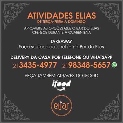 A publicidade mostra informações sobre o Bar do Elias - Barra da Tijuca