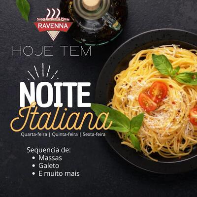 A publicidade mostra informações sobre o Super Burger e Pizzas Ravenna. Lages SC