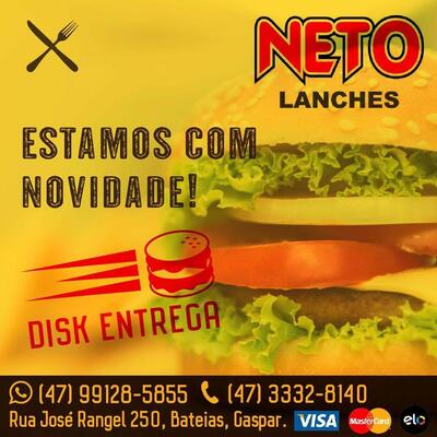 Aqui está a publicidade do Neto Lanches Gaspar SC