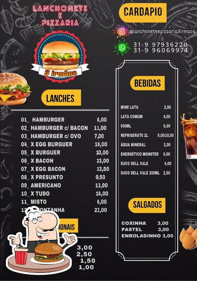 Lanchonete e pizzaria 3 irmãos provê uma escolha de opções para os amantes dos hambúrgueres