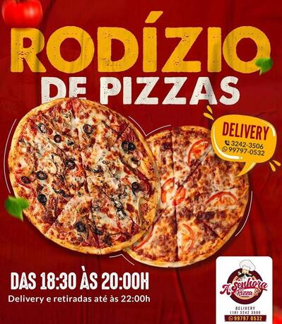 A publicidade mostra informações sobre o A Senhora Pizza Monte Alto