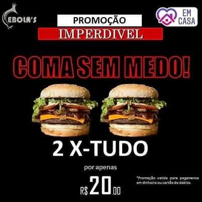 A publicidade mostra informações sobre o Cebola's Burg