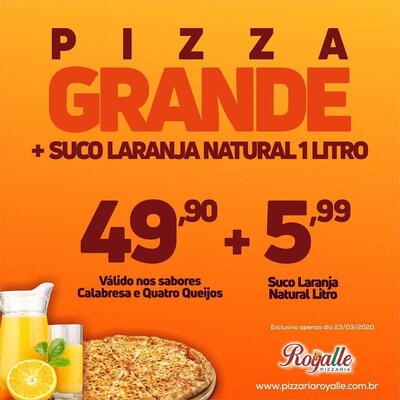 A publicidade mostra informações sobre o Royalle Pizzaria - Sinop