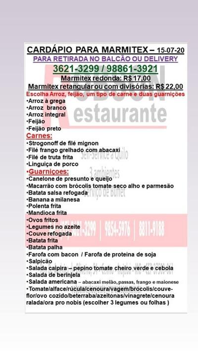 A publicidade mostra informações sobre o Robson Restaurante