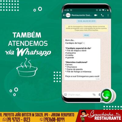A publicidade apresenta informações sobre o Gauchinho Restaurante