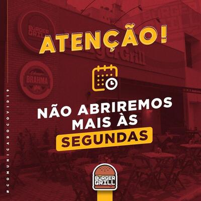 A publicidade apresenta informações sobre o BurgerGrill