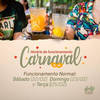A publicidade apresenta informações sobre o Casa Combu